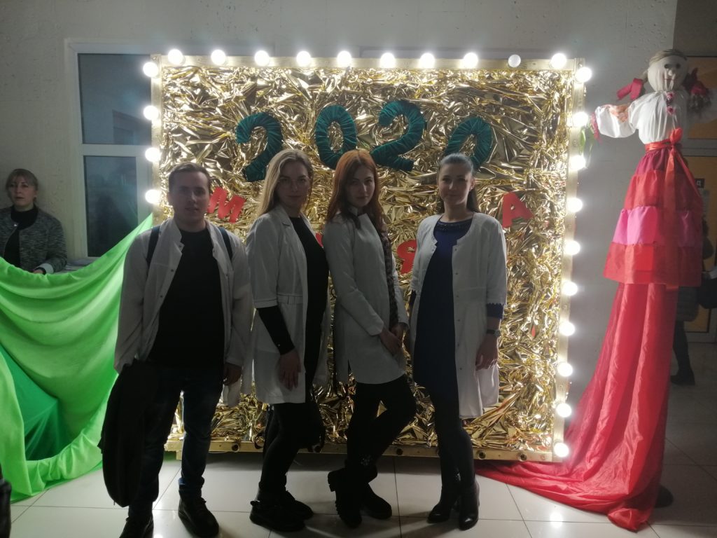 25.02.2020 Curators of the department PhMM assoc. prof. Malinina N.G., assoc. prof.  Bondarieva I.V. and ass. Chehrynets A.A. together with the higher education students attended an event dedicated to the celebration of Maslyana.