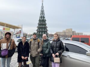 December 16, 2021 Teachers of PhMM Assoc. prof. Bondarieva I.V. and assistant Chegrynets A.A. together with and graduates of the 1st year of the specialty "Marketing" on the eve of the New Year holidays visited the main Christmas tree of Kharkiv